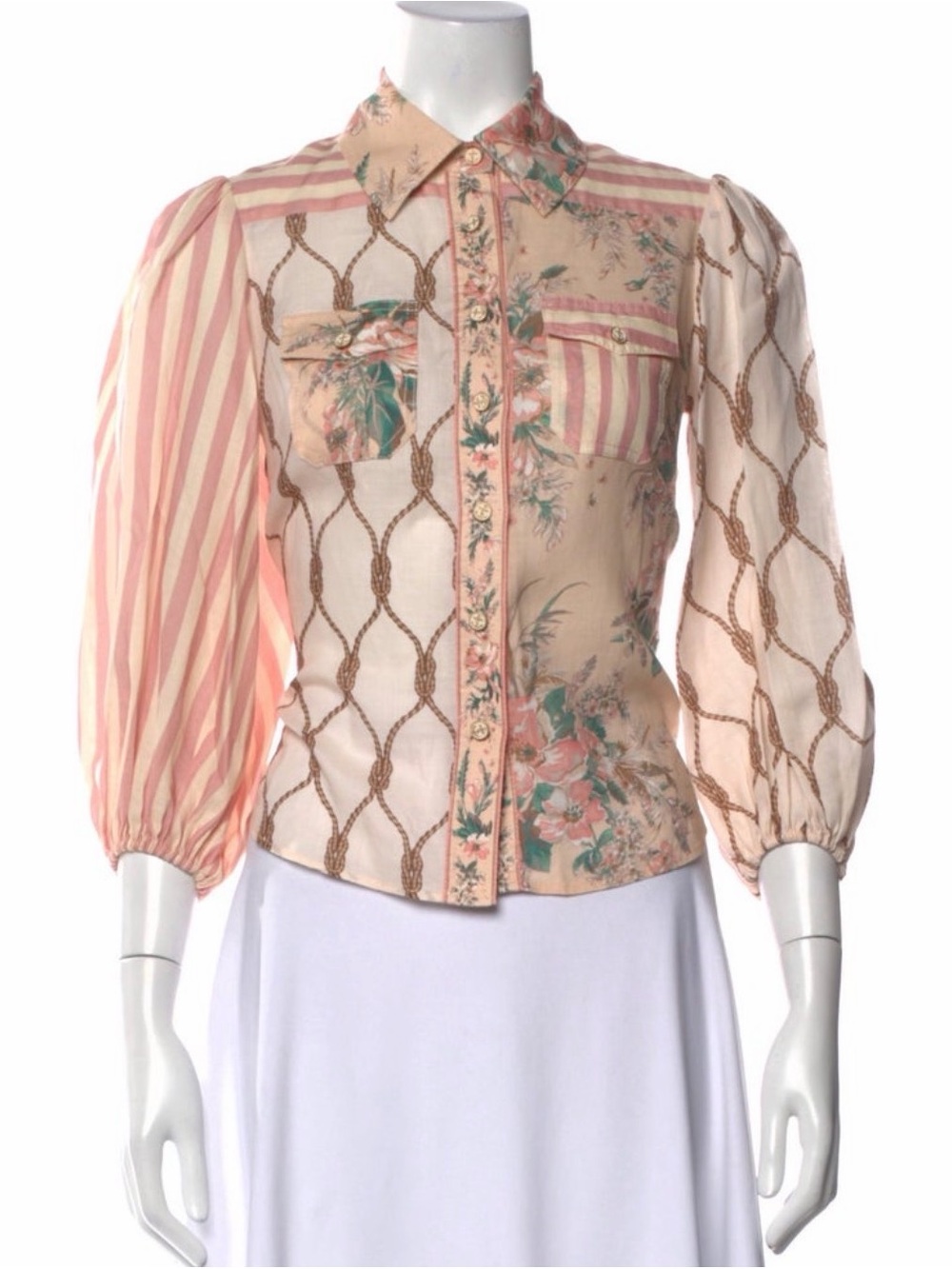 Zimmermann Moonshine Patchwork Button Front Blouse